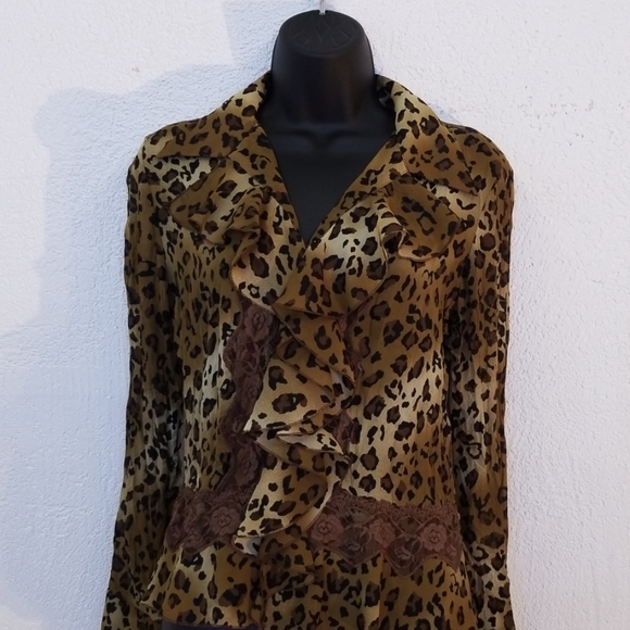 Allison Taylor Animal Print Blouse Size S (M6969) - Picture 1 of 6